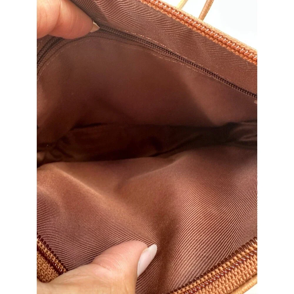 Vintage Fossil Front Flap Pocket Leather Organizer Dual Zipper Crossbody Bag